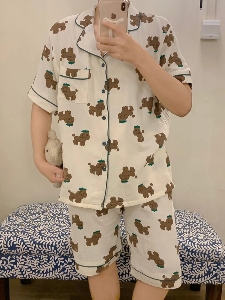 Новый летний пижамный комплект для влюбленных с милым мультяшным принтом овцы