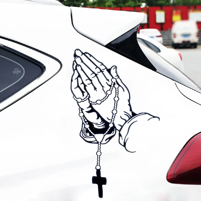 

Rosary Car Sticker Prayer Gesture God Jesus Christ Belief Car Styling Rear Windshield Decal Auto Body Vinyl Decals Decoration