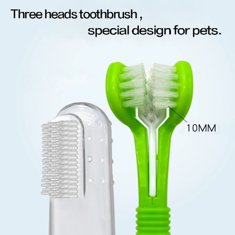 

Three Sided Pet Toothbrush Pet Toothbrush Kit With Soft Dog Finger Toothbrush Pet Multi-angle Cleaning Tooth Cat Dental Care