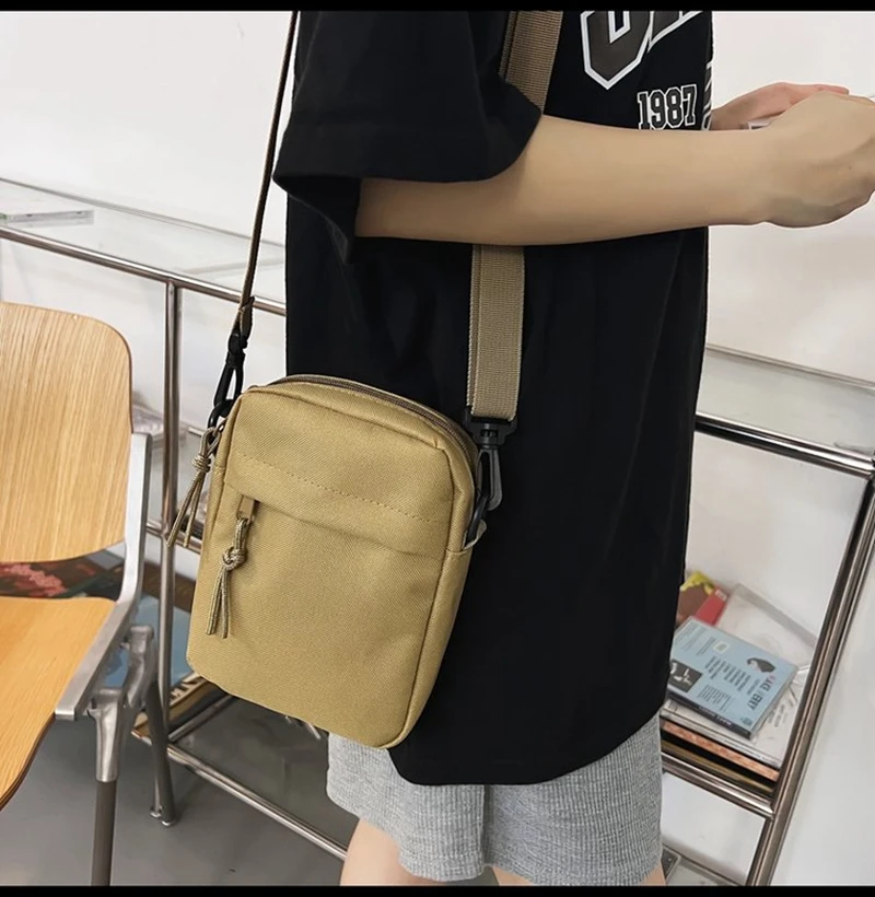Trend Sports student canvas bag female small singles Shoulder crossbody bag casual mobile phone Messenger bag