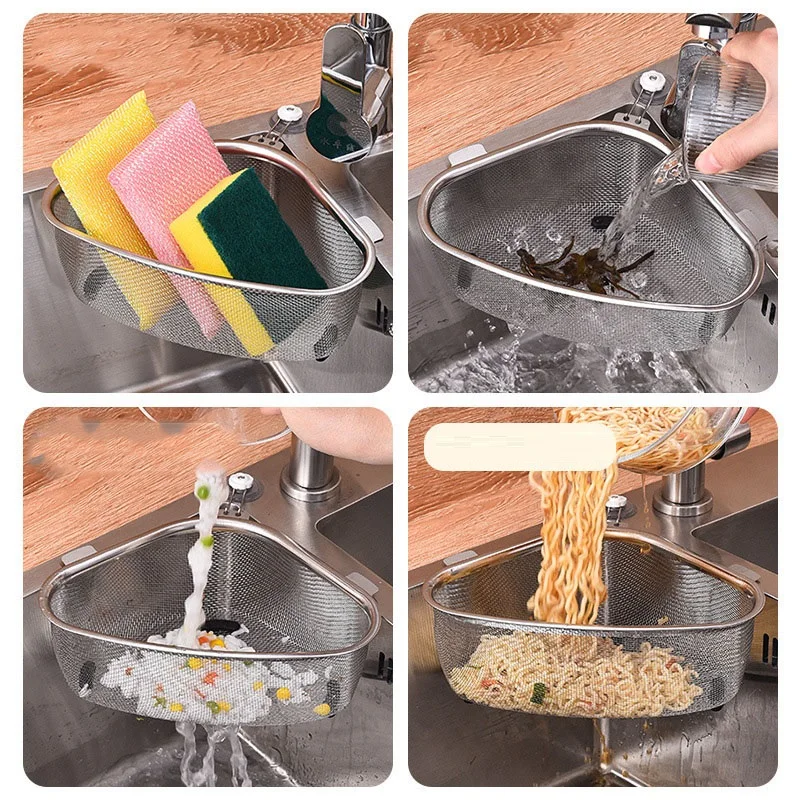 1 шт. треугольная сливная корзина для раковины из нержавеющей стали