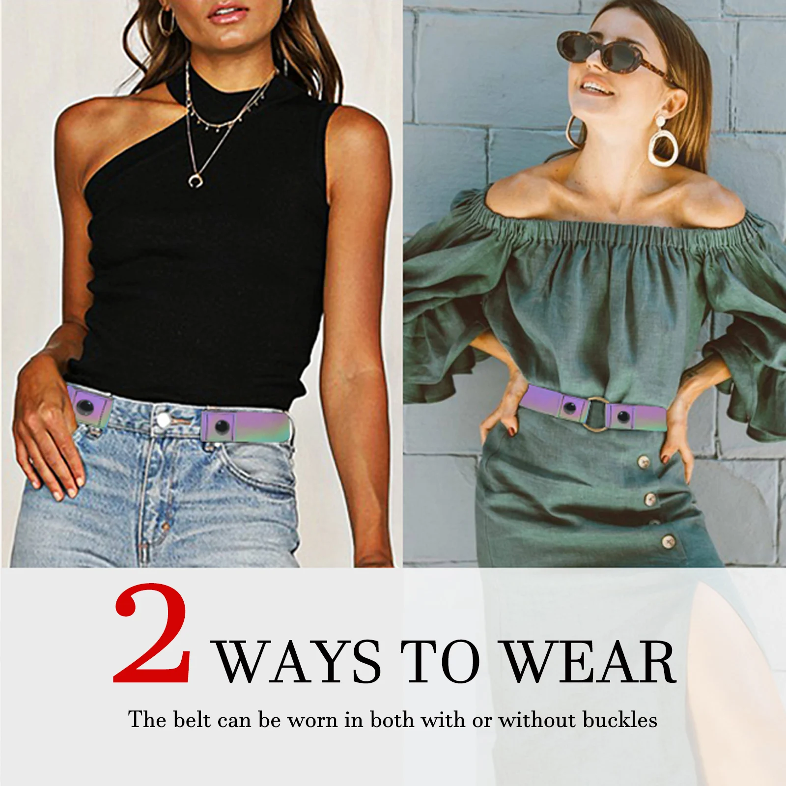 

2023 New Edition Woman Fashion Holographic 6 Replaced Buckle Belt Luminous Luxury Designer Waist Belt
