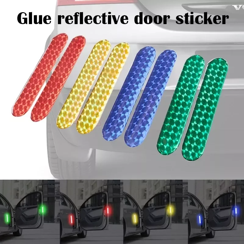 

Car Reflective Sticker Car Door Stickers Decal Warning Reflective Strips 4 Colors Safety Mark Auto Reflector Stickers