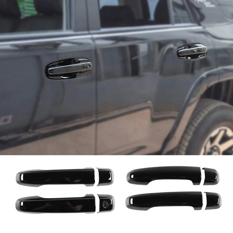 Car Exterior Rear View Mirror Cover Trim + Door Handle For Toyota 4Runner 2017-2023 Replacement Parts Black