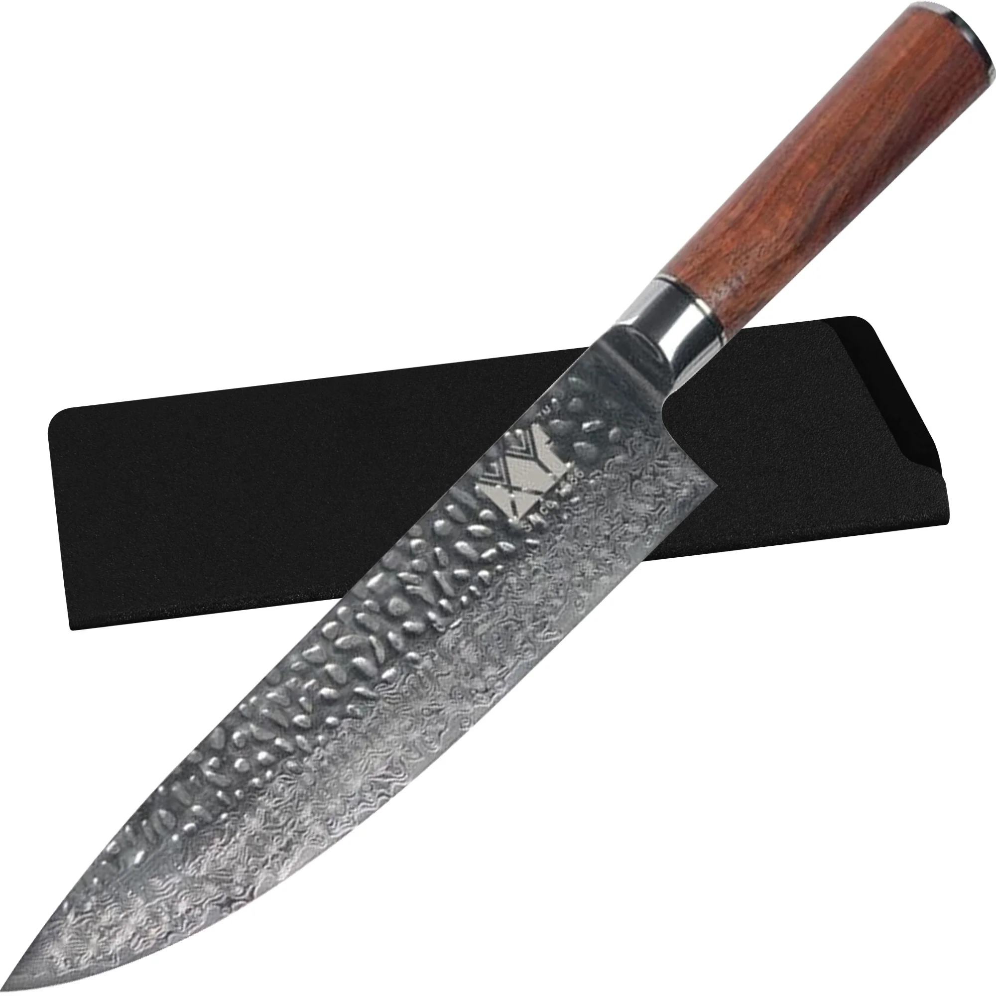 Zemen 8 Inch Damascus Japanese Chef Knife Slicing Kitchen Knife Rosewood Handle Damascus Steel Vegetable Cook Knives With Sheath