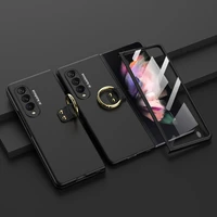 anti fall case for samsung galaxy z fold 3 case w22 luxury full coverage shockproof cover for samsung fold3 case with metal ring