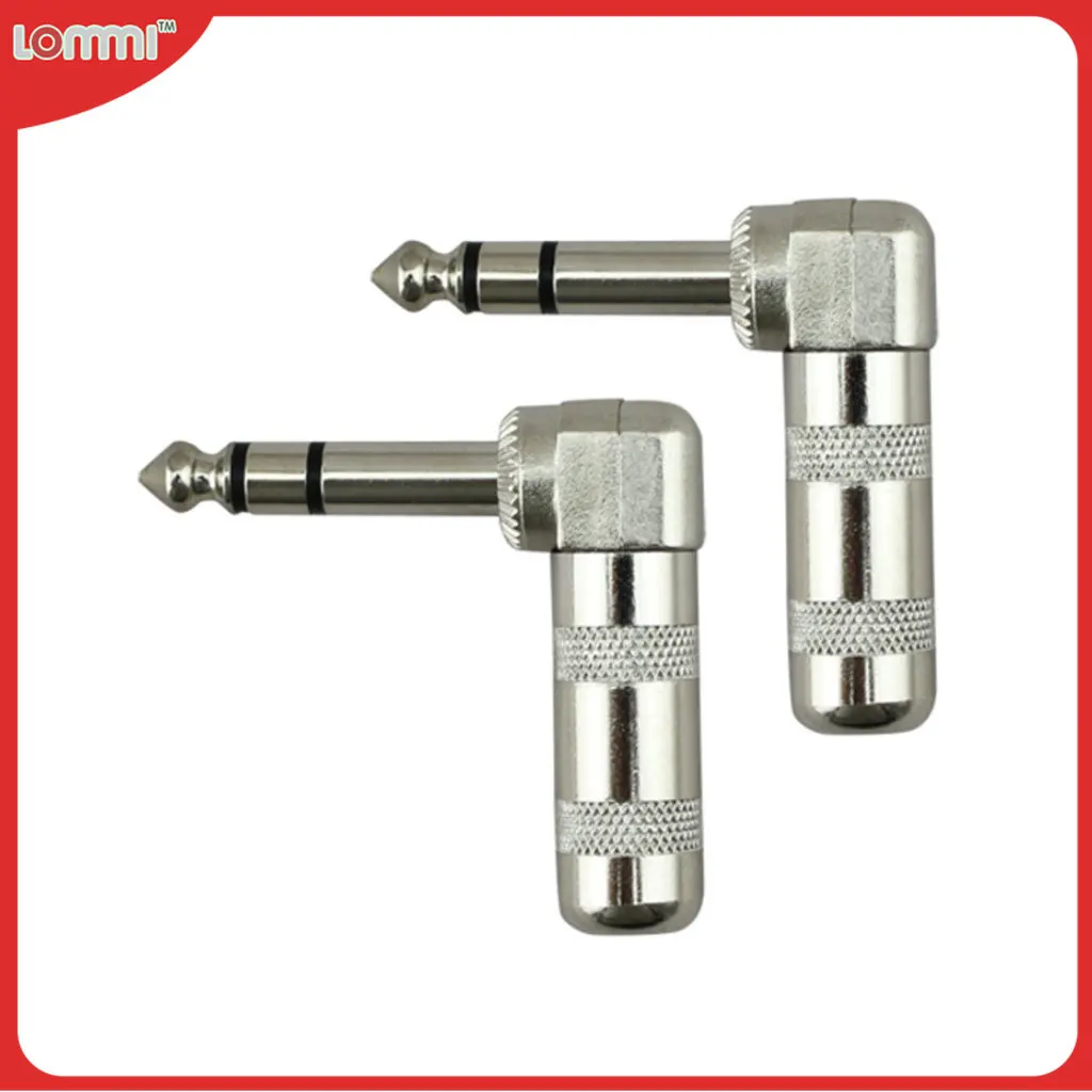 

LOMMI 2PCS Straight Guitar Cable Connector 2 Pole Mono Amplifier Microphone Plug 6.35/6.5 90 Degrees Audio Guitar Connector TRS