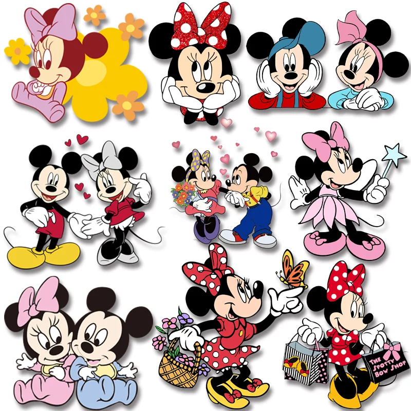 

Disney Mickey Minnie Iron on transfers Heat Transfer Stickers Patches for T-shirts Hoodies