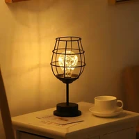 creative iron minimalist hollow table lamps warm light vintage copper wire lantern bedroom bedside desk light for home decor