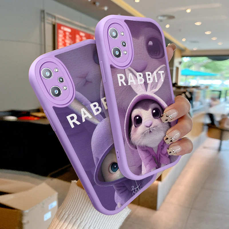 

Lambskin+TPU Phone Case for Realme GT Neo2 GT2 Q5 Pro Narzo 50 5G X XT X2 A57 5G K3 K5 Cases Large Eyed Long eared Rabbit