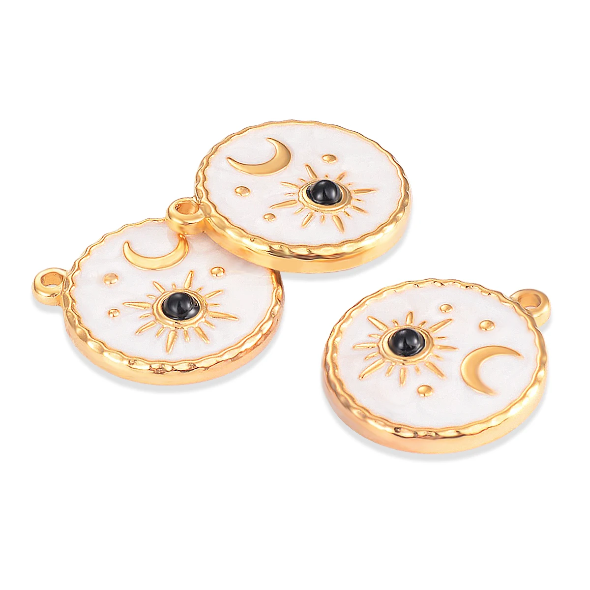 2Pcs/lot Stainless Steel Moon Sun Round Pendant Charms Gold Plated for DIY Bracelets Bangle Necklaces Jewelry Making Accessories