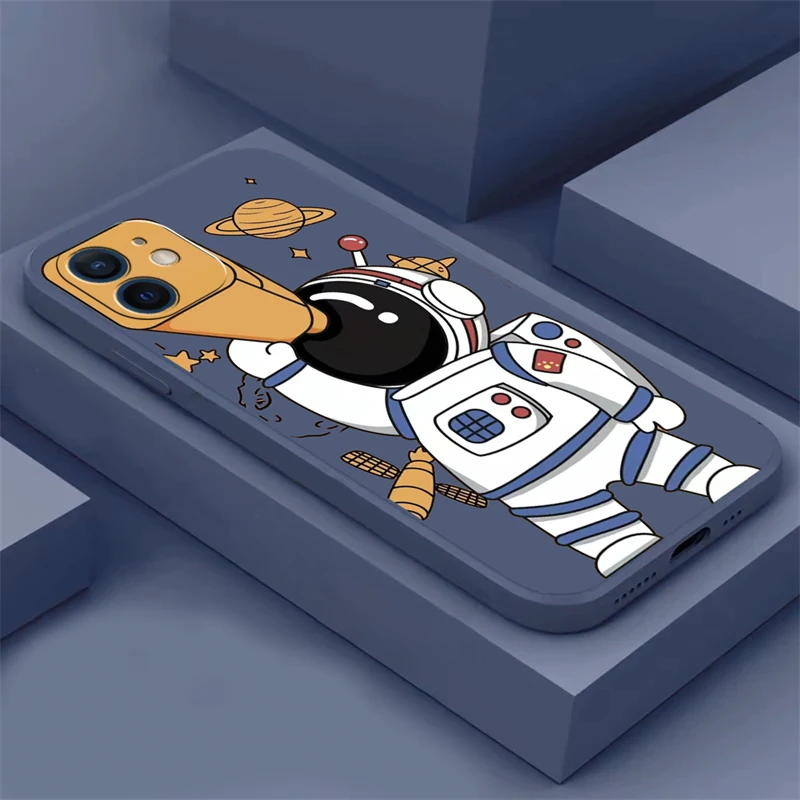 

Cute astronaut Phone Case For Apple iPhone 13 12 11 Pro 12 13 Mini X XR XS Max 5 5s 6 6s 7 8 Plus Silicon Back TPU Cover Bumper