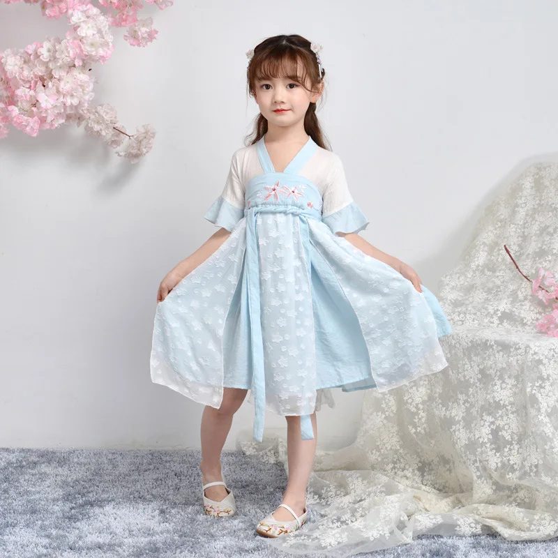 

Новогодняя Китайская одежда, традиционное детское праздничное платье Hanfu для девочек