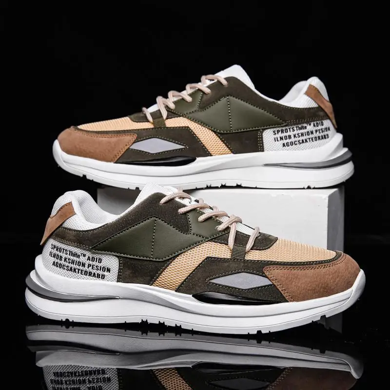 

2023 Autumn New Breathable Shock Absorption Running Shoes Korean Style Trendy Lightweight Student Men's Mesh Sneakers