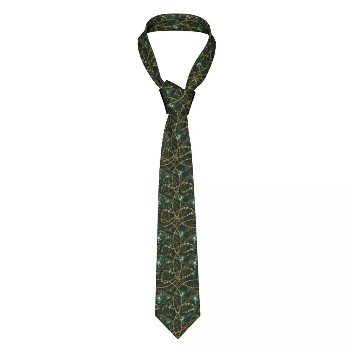 

Golden Chain Print Tie Vintage Floral 8CM Pattern Neck Ties Gift Office Man Shirt Cravat