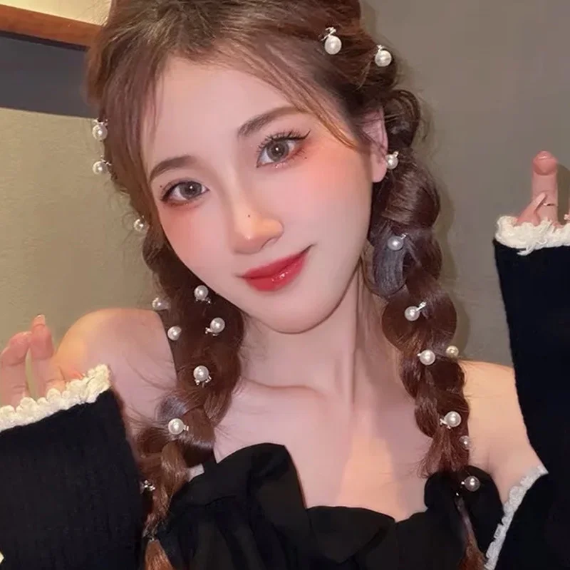 XIKH игривая Милая жемчужная Пряжка для волос вязаные мини аксессуары женские
