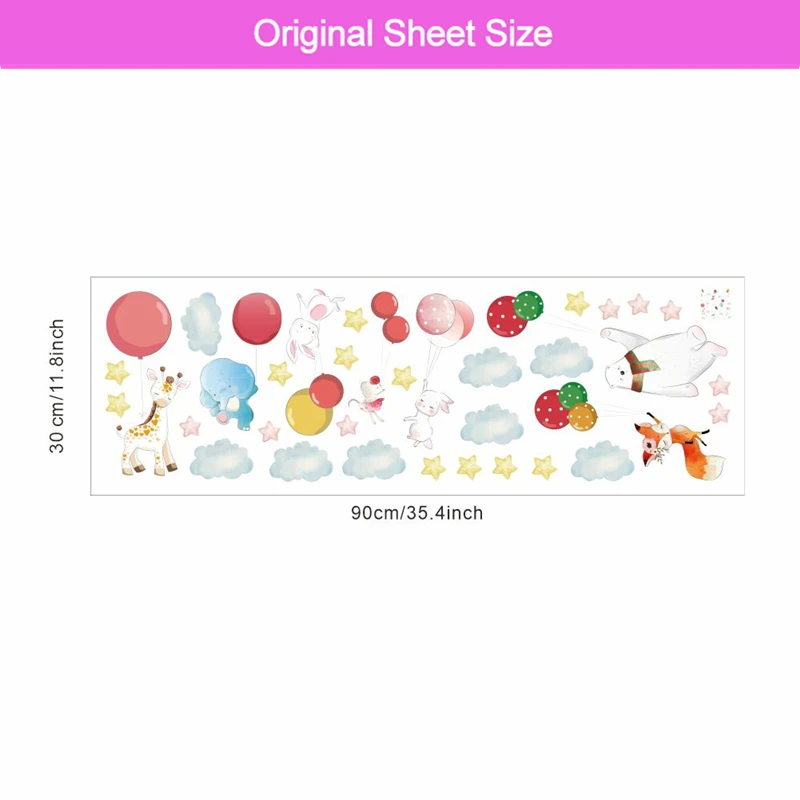 Мультяшный Жираф лиса кролик воздушный шар планшетофон наклейки на стену для