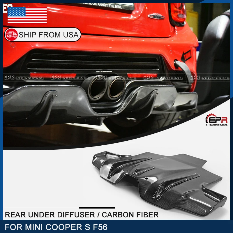 

For F56 Mini Cooper S DAG Style Ver 2.1 Carbon Fiber Rear Under Diffuser (Only Fit DAG Rear Bumper) Splitter Kit US Warehouse