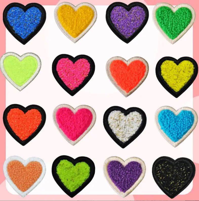 

10 Pcs Heart Shape Towel Embroidered Patch Sew On Fashion Motif Decor Applique Embroidery DIY Repair Accessory