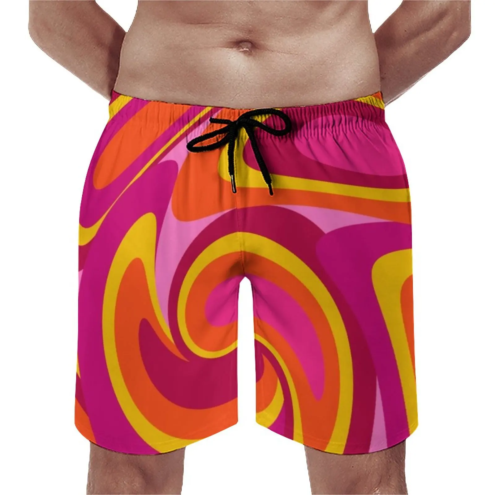 

Mid-Century Modern Board Shorts Retro Design Hawaii Beach Short Pants Males Pattern Running Surf Fast Dry Swim Trunks Gift