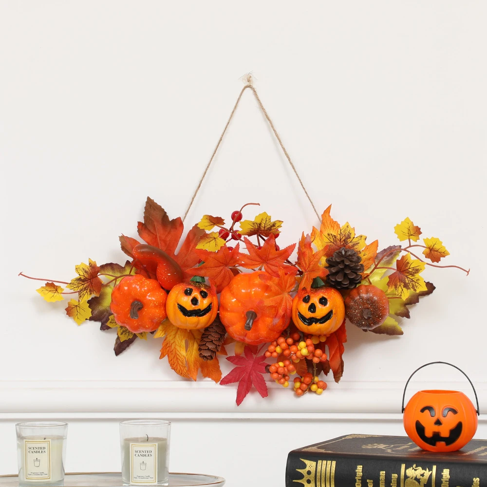 

Simulation Plastic Jewelry Pendant Maple Pumpkin Halloween Harvest Festival Wall Hanging Props Layout Party Atmosphere Decor
