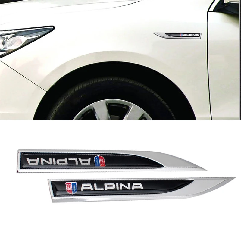 

2pcs 3D Metal Car Body Fender Side Chrome Zinc Alloy Knife Side Emblems Badge Sticker Decals For Alpina B5 B6 B7 D3 D4 XD3 XD4