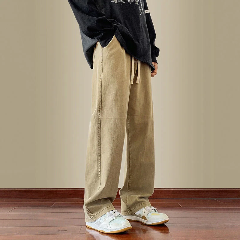 Drawstring Baggy Jeans Men Fashion Casual Straight Jeans Men Streetwear Hip Hop Loose Wide Leg Denim Pants Mens Trousers M-3XL