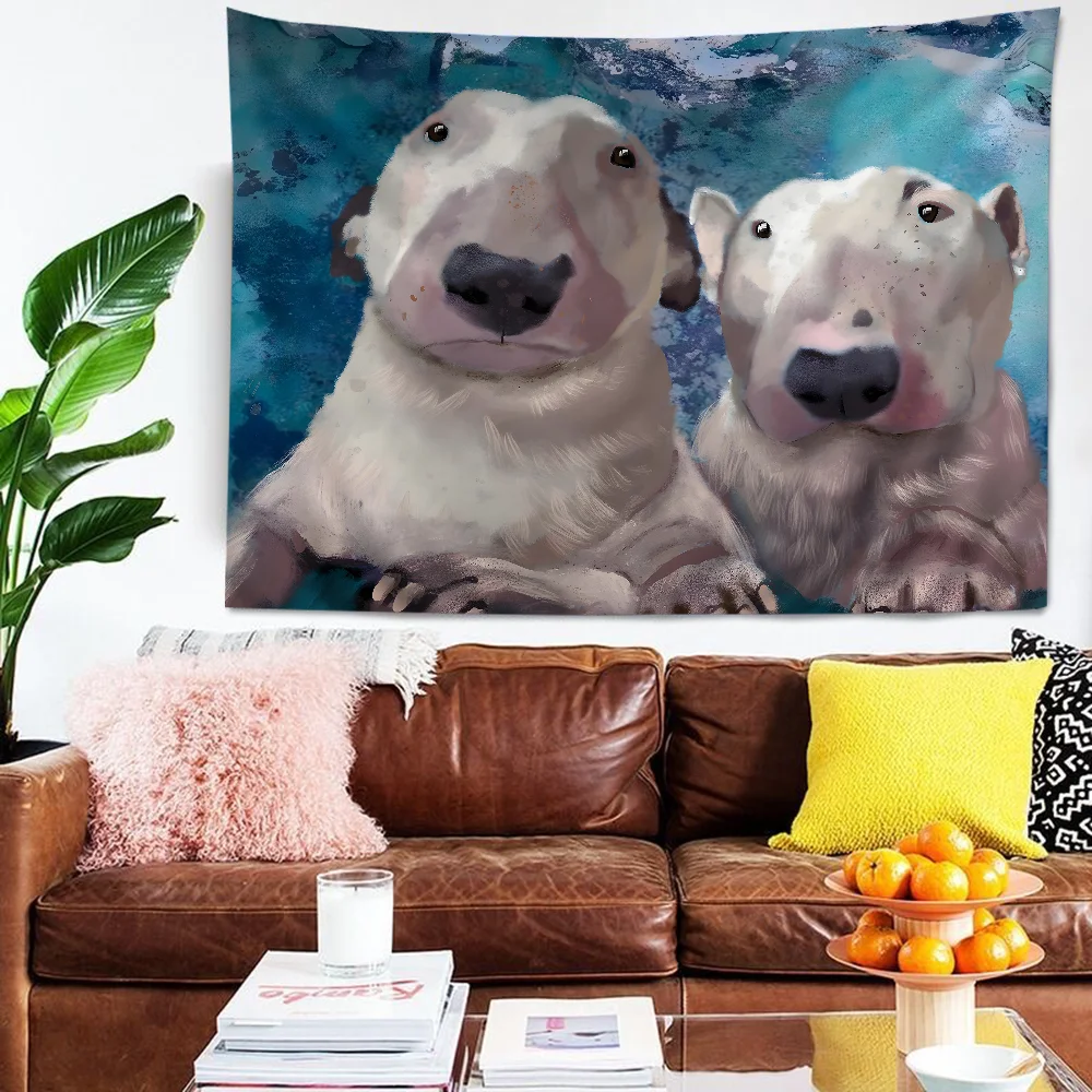 Английский бультерьер собака искусство научная фантастика комната домашний