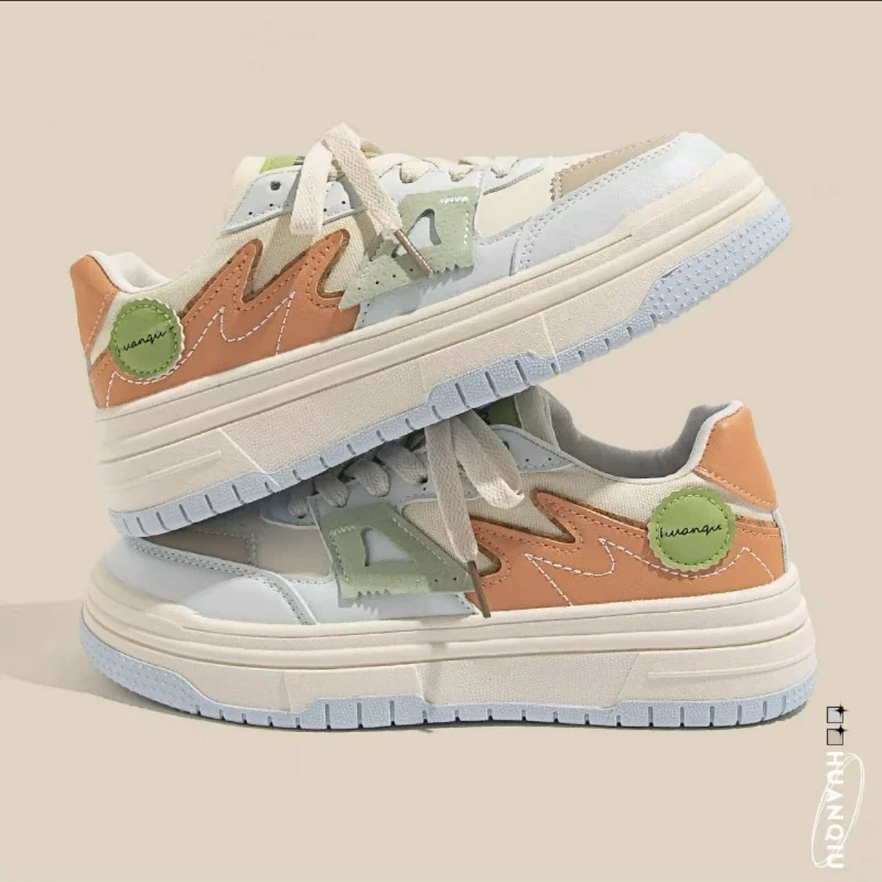 High Rise Thick Soled Women's Shoes, Small White Shoes, Women's 2023 Spring New Candy Colored Board Shoes, Color Matching Shoes