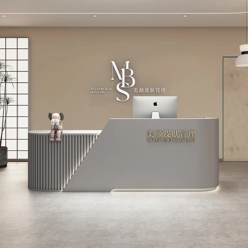 Роскошный магазин стол простой для приема стойка регистрации спа эстетическая