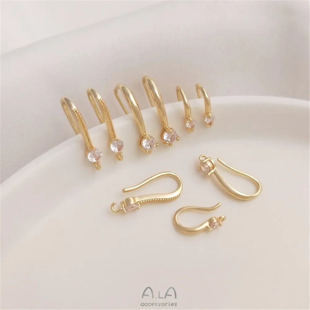 

14K gold plated diamond with pendant, diy earhook, single zirconium earhook, handmade earring material
