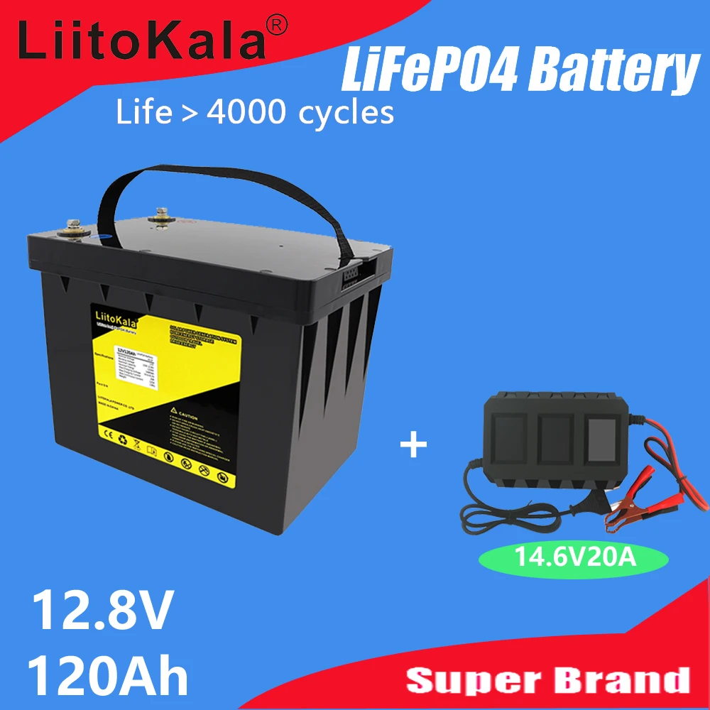

LiitoKala 12v 120ah Capacity lifepo4 12.8V battery solar battery pack RV Rechargeable Lithium Iron with bms for Outdoor camping