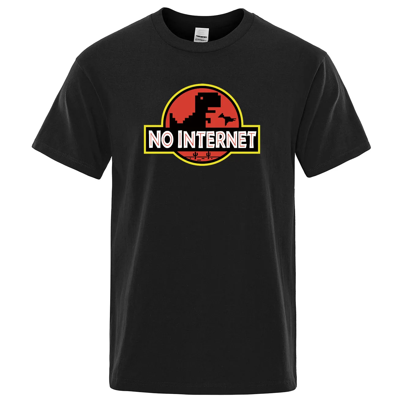 

Футболка с мультипликационным динозавром, Мужская футболка с принтом «нет интернета», футболка с динозавром, Забавные топы в стиле Харадзюку, футболка для автономного парка Юрского периода
