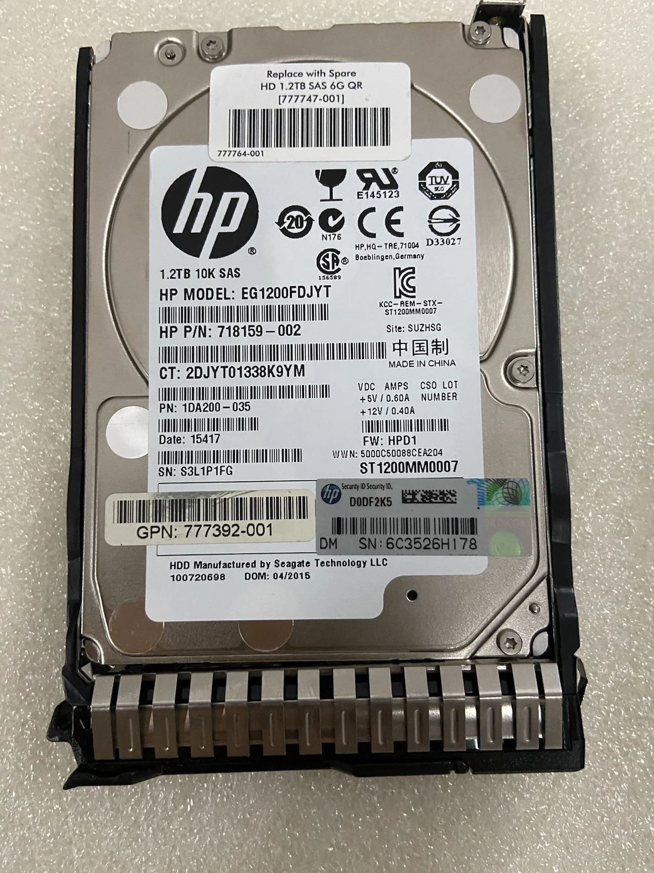 

HP 718292-001 718159-002 693651-004 1,2 T 10K EG1200FDJYT Hard dirvie 2,5 "hdd