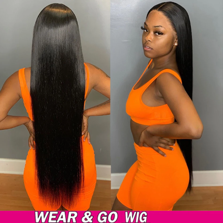 Glueless Long Straight 13X4 HD Lace Human Hair Wig 36Inches Pre Plucked Ready to Wear Wigs For Black Women Cheap Brazilian Remy