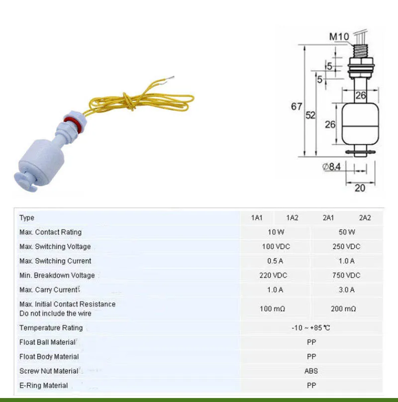 Пластиковый поплавковый выключатель ПП рыболовный резервуар датчик уровня воды
