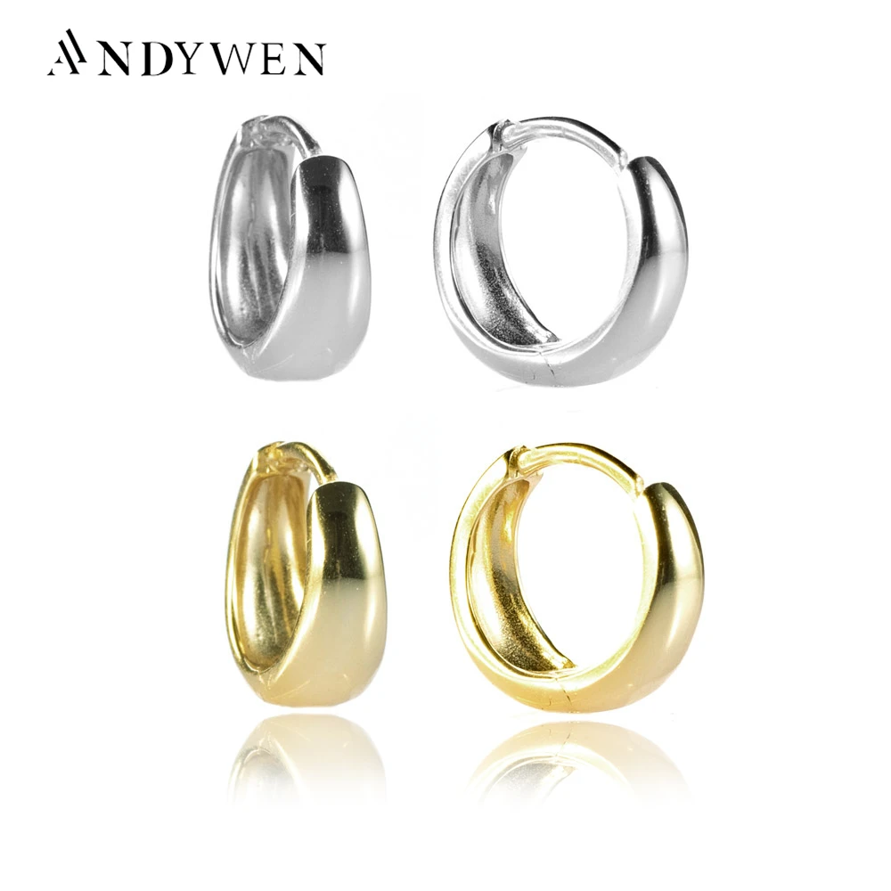 ANDYWEN 925 пробы серебряные кольца 8 5 мм с большой шириной Женские Круглые Пирсинг