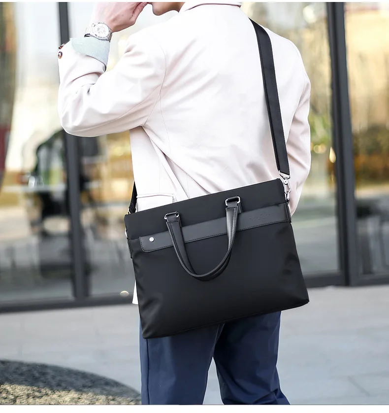 Business Handbag Leisure Laptop Bag Computer Fashion PU Document Case Men's Shoulder Briefcase Letter Print Logo