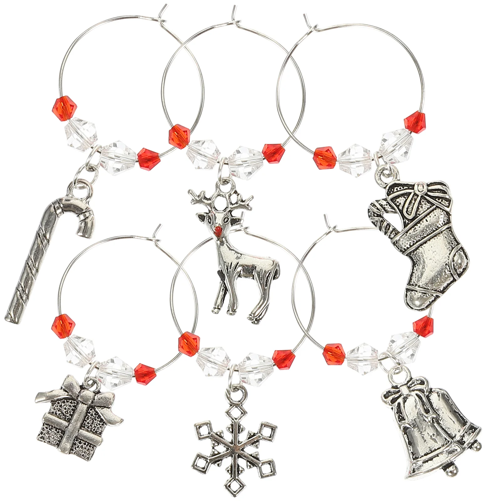 

Glass Christmas Charms Markers Drink Tags Holiday Ring Reindeer Rings Gobletidentifier Snowflake Champagne Decoration Goblets