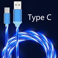 3a fast charging cable type c for huawei xiaomi glowing led cable micro usb high speed data transfer cable flowing streamer