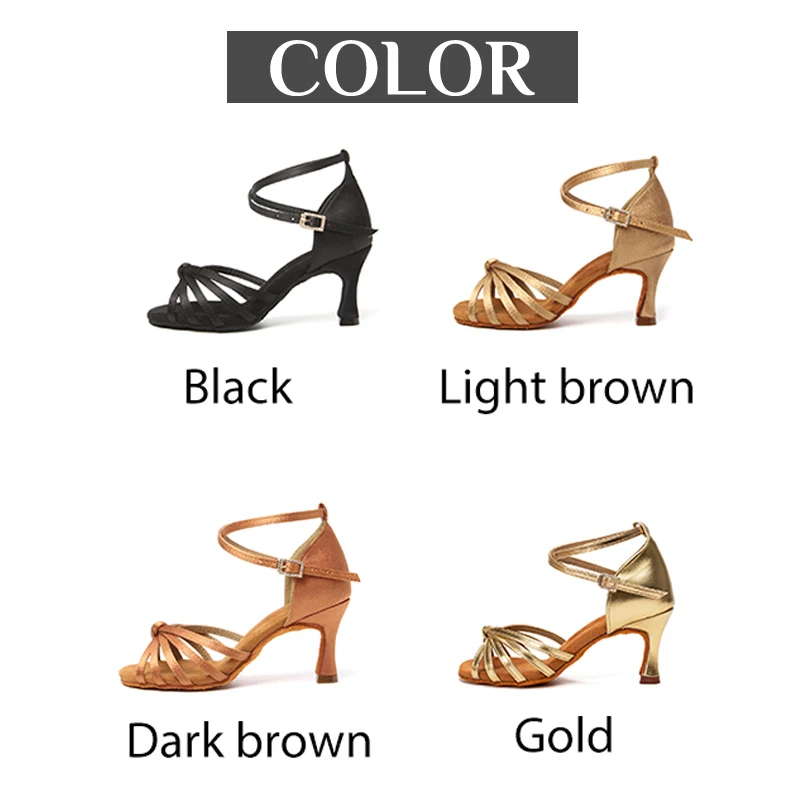 Latin Dance Shoes Women Comfortable Satin Dance Shoes Lady Ballroom Dance Shoes High Heeled 5cm-8.5cm Girls Salsa Latin Shoes