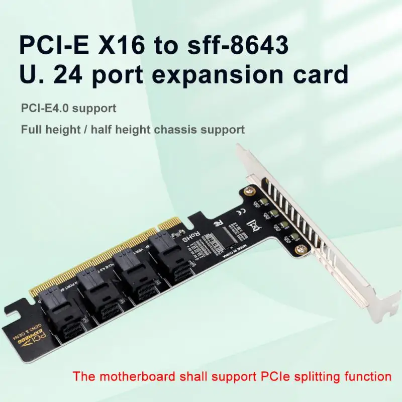 

Pciex16 до 4 портов U.2 Nvme Pcie к U2, карта передачи данных, высокоскоростная Плата расширения для передачи данных, стабильная для Windows Sff-8643
