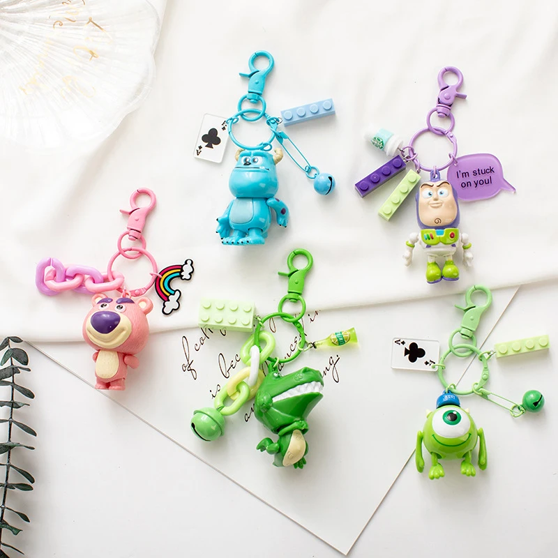 

Anime Toy Story Buzz Lightyear Woody Toy Keychain Kawaii Pooh Bear Lotso Lilo Stitch Alien Cartoon Keyring Pendant Doll