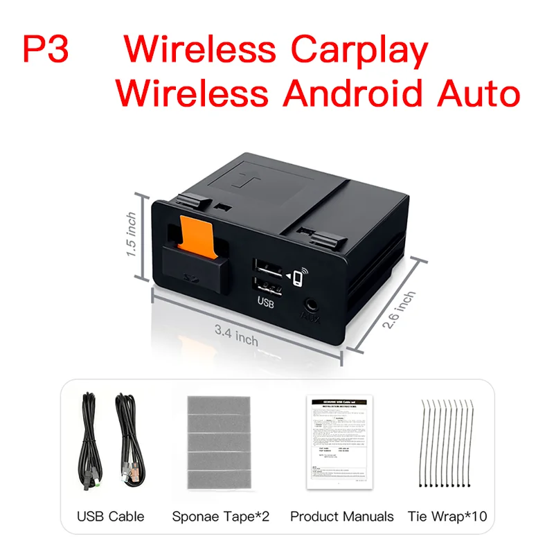 

Беспроводной Адаптер P3 Carplay Android Auto Для Mazda 2, 3, 6, CX3, CX5, CX8, MX5 - USB-концентратор TK78669U0C