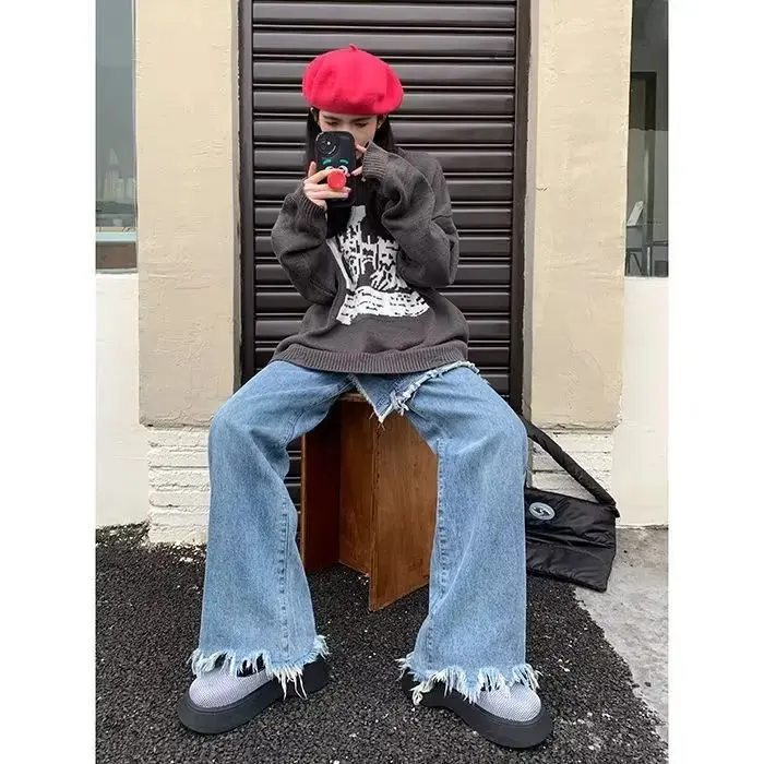 Женская джинсовая юбка Design sense Новинка осени 2022 корейские свободные штаны из двух