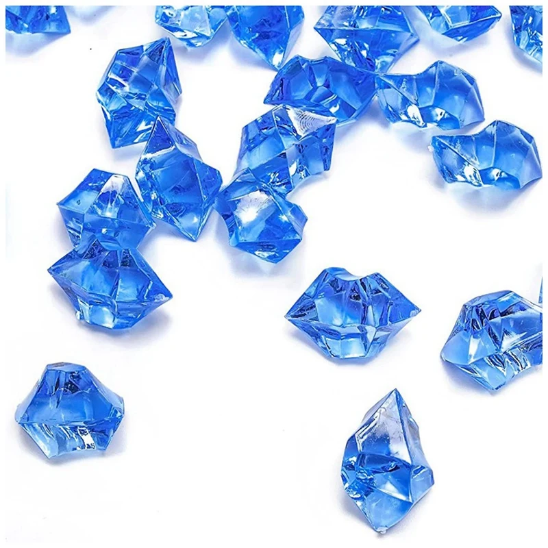 

200 Pieces 1 Inch Plastic Crushed Ice Rocks Fake Ice Cubes Gems Acrylic Crystals (Royal Blue)