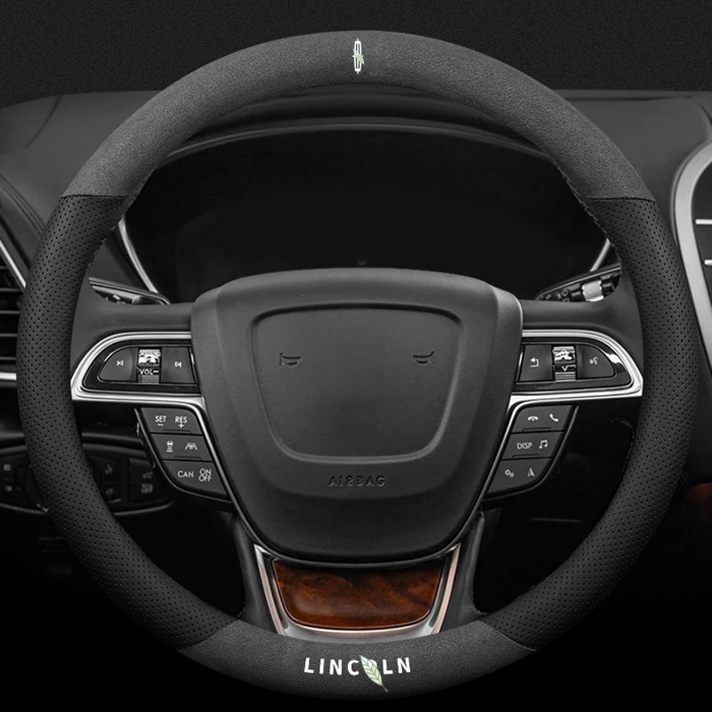 

Car Genuine Leather Steering Wheel Cover For For Lincoln Aviator Continental Corsair MKC MKS MKT MKX MKZ Nautilus Navigator