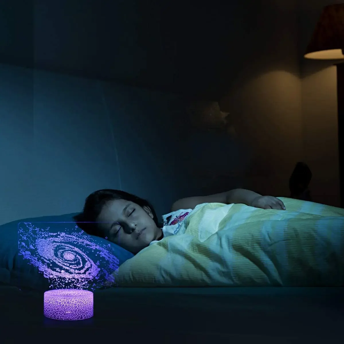 Лампа с солнечной батареей 3D светильник оптической иллюзией космос галактика