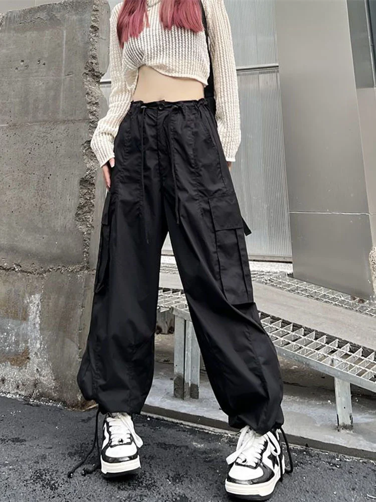 

Женские брюки-карго в стиле Харадзюку Y2k, мешковатые Джоггеры в стиле хип-хоп, Корейская уличная одежда в стиле хиппи, повседневные женские брюки оверсайз