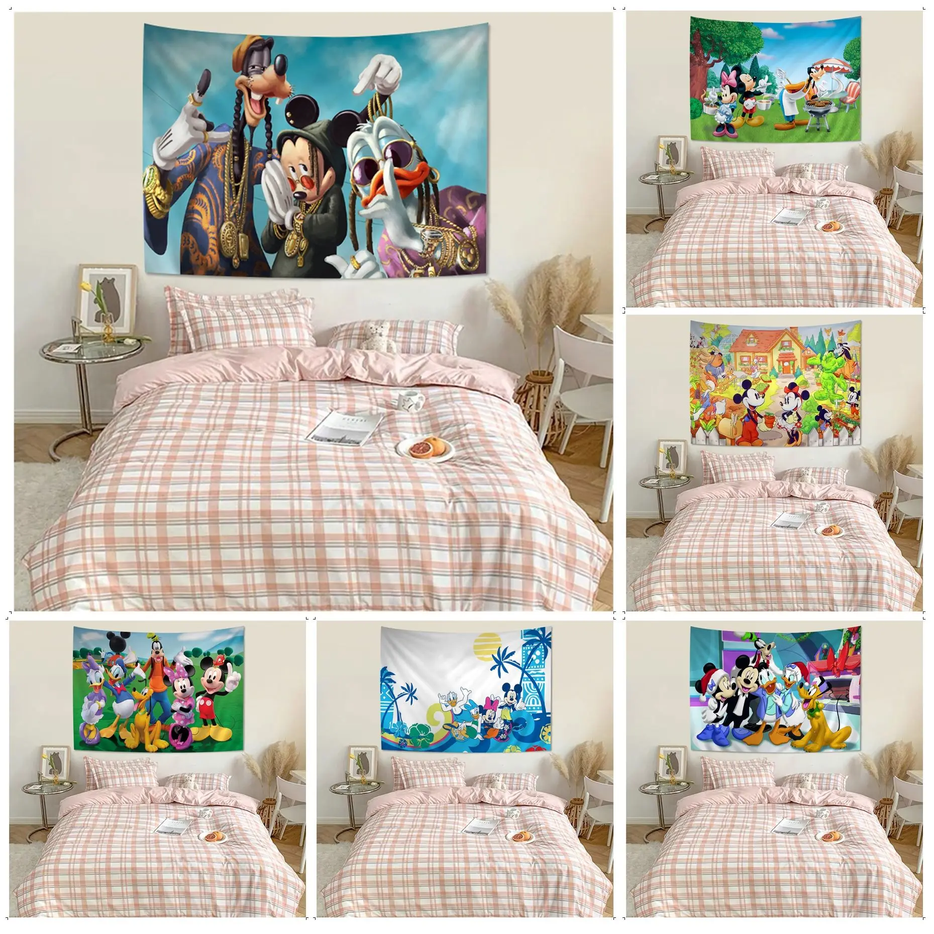 

Disney Mickey Mouse Chart Tapestry Hanging Tarot Hippie Wall Rugs Dorm Home Decor